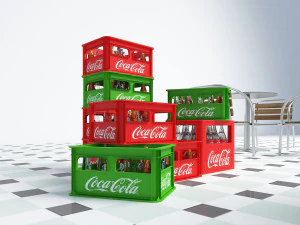 Soda storage box Cola storage basket Storage box Stainless steel table and chair 3D Model