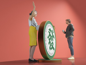 Reception desk Front desk Restaurant Reception desk Lettering recruitment 3D 模型