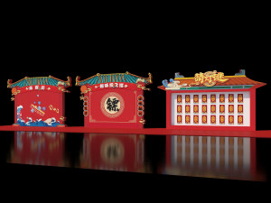 China-Chic Booth Game New Year Temple Fair Game Cultural Wall New Year Dart Lantern Mystery Caifang Modelo 3D