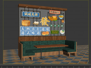 Hong Kong style tea restaurant partition retro wall decoration advertising slogan billboard drainage Modelo 3D