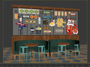 Hong Kong style tea restaurant partition retro wall decoration advertising slogan billboard drainage 3D-Modell