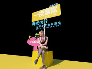 Modern commercial traffic attraction signs Internet celebrities Advertising slogans Overnight wealt 3D Model