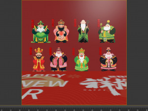 Modern Fu Lu Shou New Year painting mascot Spring Festival objects congratulations on wealth 3D 모델
