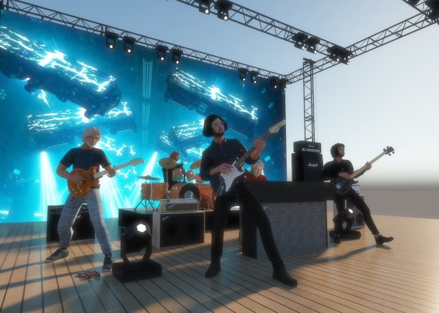 Performers bands guitars basses drummers rock stage speakers drums Electric piano tuners 3Dモデル .c4d .max .obj .3ds .fbx .stl .blend 