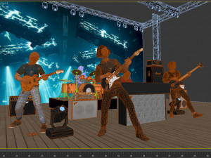 Performers bands guitars basses drummers rock stage speakers drums Electric piano tuners 3Dモデル