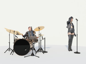 Female singer rock band performer drum stand drummer microphone 3Dモデル