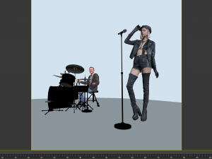 Female singer rock band performer drum stand drummer microphone 3Dモデル