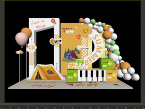 Camping autumn scenery camping check-in device balloon art installation activity layout 3D Modell