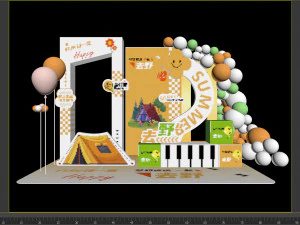 Camping autumn scenery camping check-in device balloon art installation activity layout 3D Model
