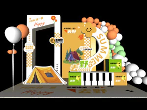 Camping autumn scenery camping check-in device balloon art installation activity layout 3D Model