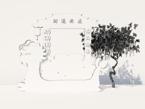New Year Display of God of Wealth Dragon Boat Dragon Year Wealth Boat Wealth Tree Prayer Tree Blessi 3D Model