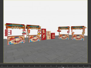 New Year Market Chinatown Element Flower Market Stall Dragon Year Market China-Chic Spring Festival 3D-Modell