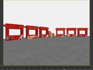 New Year Market Chinatown Element Flower Market Stall Dragon Year Market China-Chic Spring Festival 3D Model