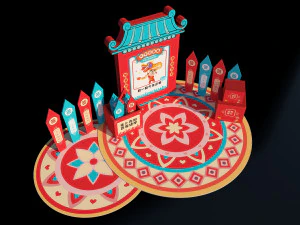 New Year Wish Display 2024 Dragon Year Lottery New Year Check in Point New Year Commercial Decoratio 3D Model