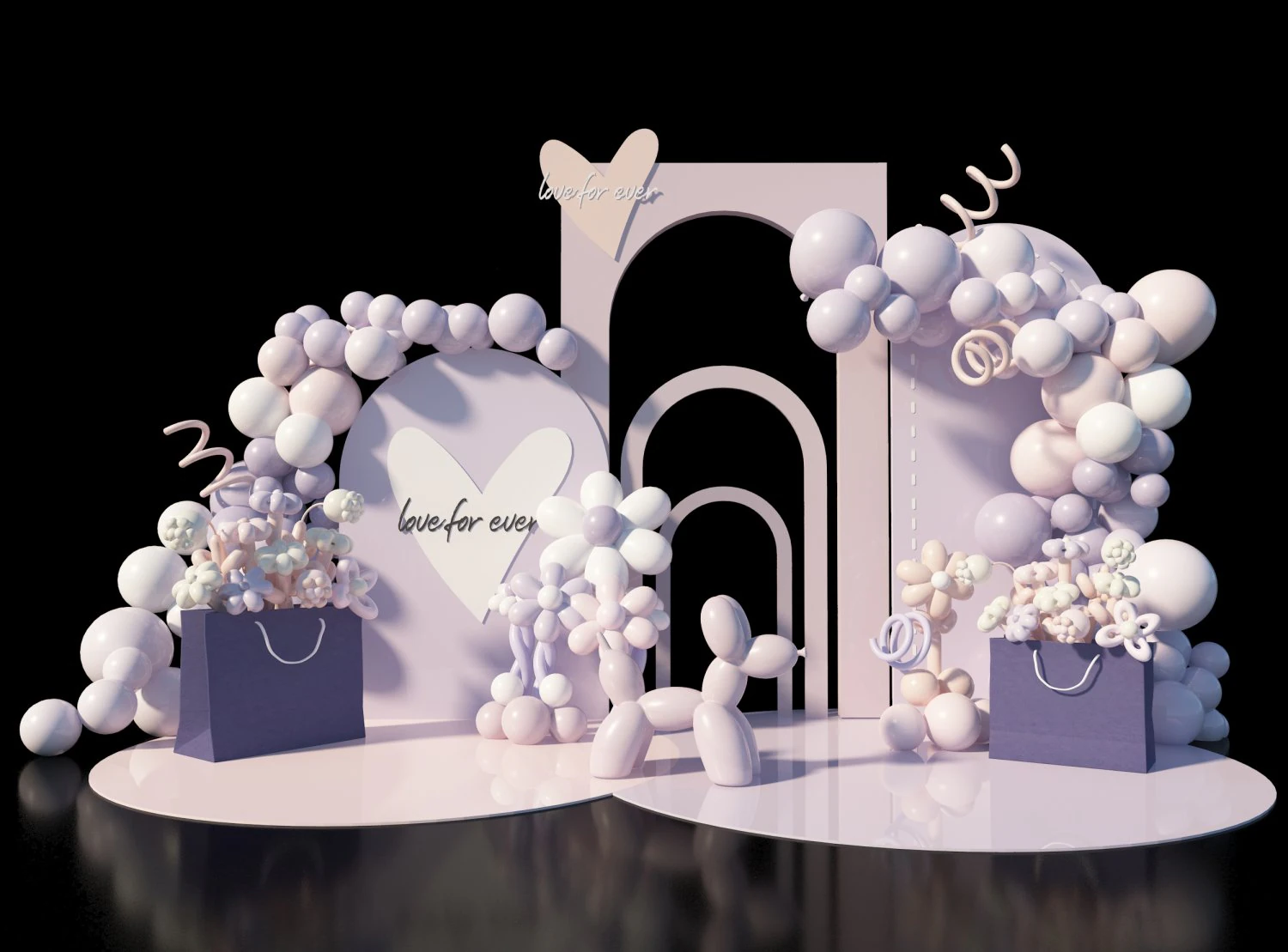 Balloon Party Event Decoration Birthday Party Decoration Balloon Art Installation Balloon Dog 3D Model .c4d .max .obj .3ds .fbx .stl .blend 
