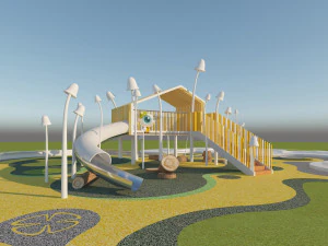 Para&iacute;so infantil tema floresta Escultura de cogumelo Modelo 3D