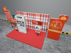 Retro Hong Kong style signage booth commercial layout commercial display Model 3D