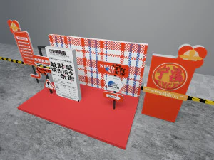 Retro Hong Kong style signage booth commercial layout commercial display 3D Model