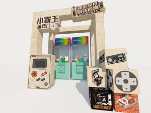 Retro Little Overlord Game Hall Commercial Display Doll Machine Retro Childlike Digital Market Booth 3D 模型