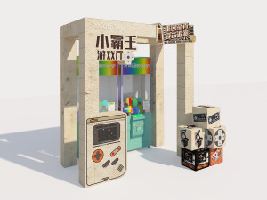 Retro Little Overlord Game Hall Commercial Display Doll Machine Retro Childlike Digital Market Booth 3D 모델