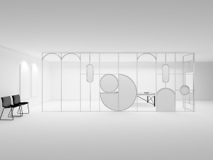 Retro minimalist stained glass partition modern screen Memphis screen table tennis activity center Modèle 3D