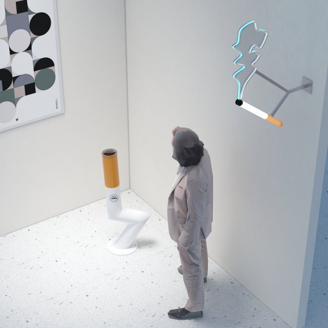Smoking area Ashtray Ash collector Model 3D .c4d .max .obj .3ds .fbx .stl .blend 