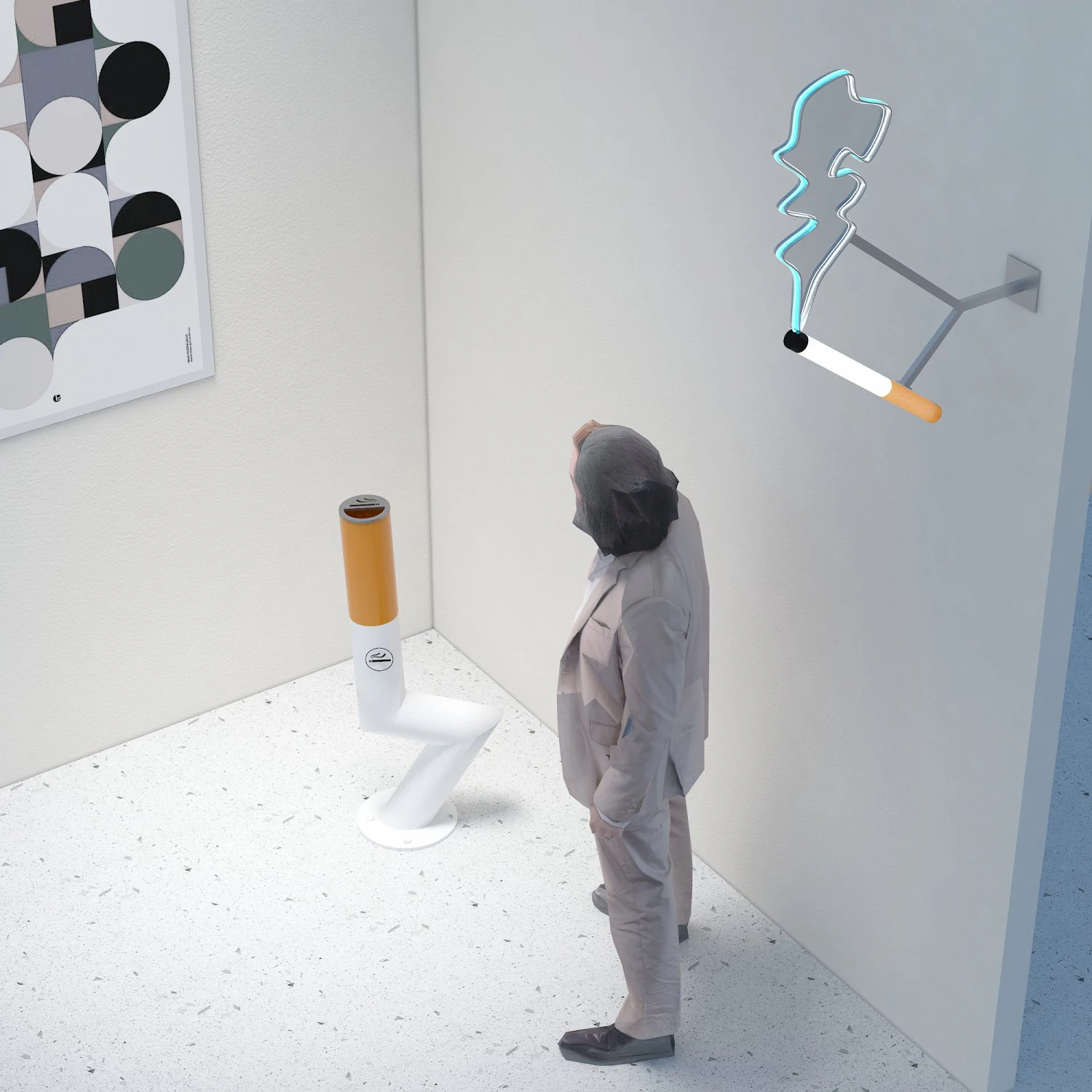 Smoking area Ashtray Ash collector 3D Model .c4d .max .obj .3ds .fbx .stl .blend