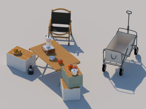 Modern outdoor camping facilities Camping chair combination Storage Box camper trailer Modelo 3D
