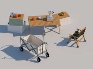 Modern outdoor camping facilities Camping chair combination Storage Box camper trailer Modelo 3D