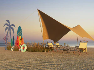 Modern surfboard display Beach check-in Coastal vacation layout Live broadcast room decoration board 3D Model