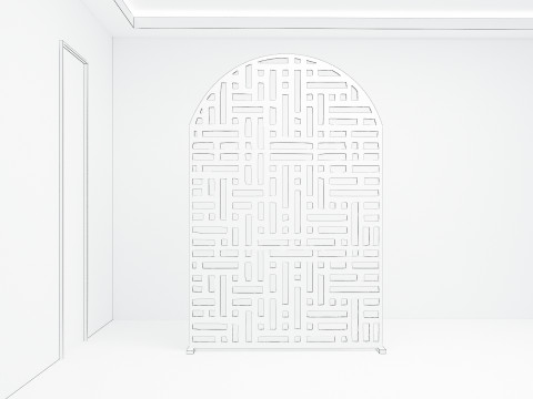 French vintage screen mid century entryway shelf screen 3D 模型