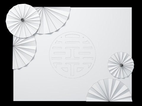 Wedding Wall Decor with Double Happiness Symbol Aesthetic Display Decorative Wall Panels Chinese 3D 模型