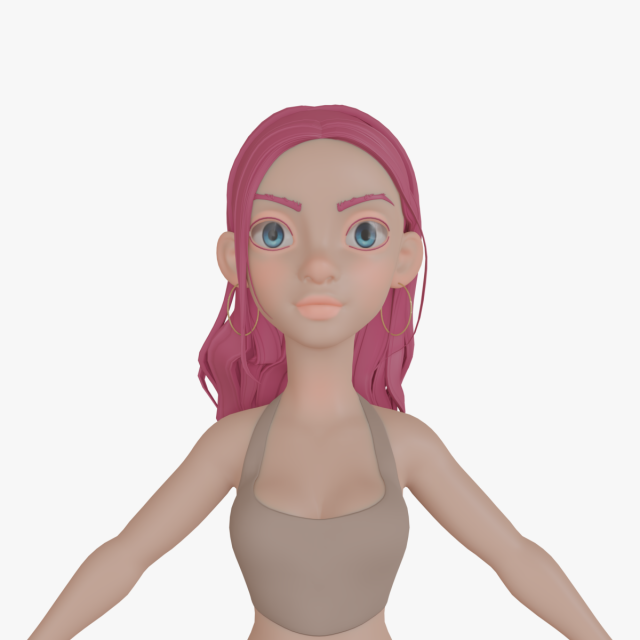 5Dollar Store Cute Cartoon Girl 3D 模型 .c4d .max .obj .3ds .fbx .stl .blend 