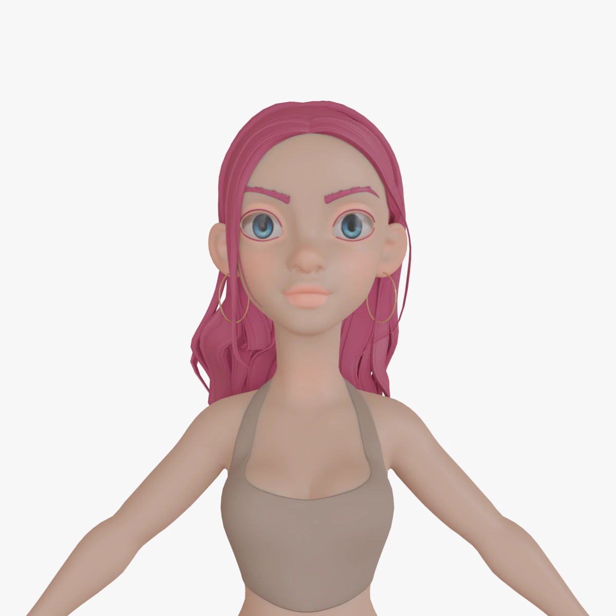 5Dollar Store Cute Cartoon Girl 3D Model .c4d .max .obj .3ds .fbx .stl .blend 