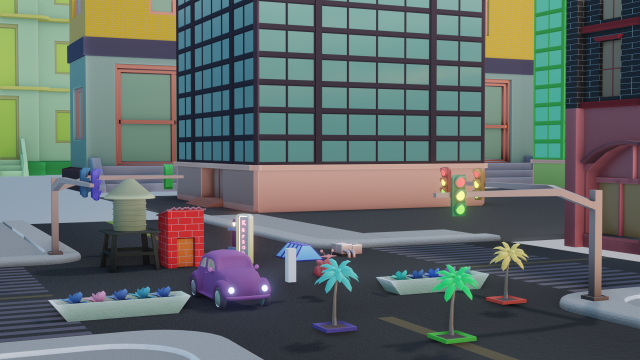 Blender city generator geometry node and random material 3D Model .c4d .max .obj .3ds .fbx .stl .blend 