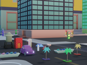 Blender city generator geometry node and random material Modelo 3D