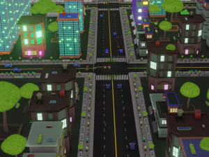 Blender city generator geometry node and random material 3D Model