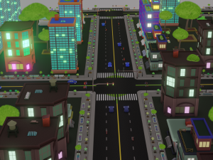 Blender city generator geometry node and random material 3D Model