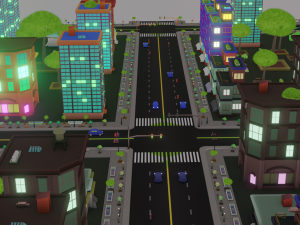 Blender city generator geometry node and random material 3D Model