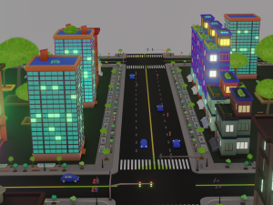Blender city generator geometry node and random material 3D Model