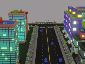 Blender city generator geometry node and random material 3D Model