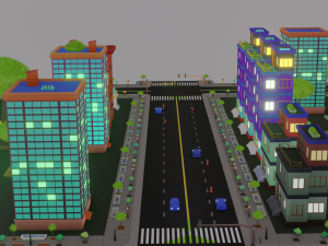 Blender city generator geometry node and random material 3D Model