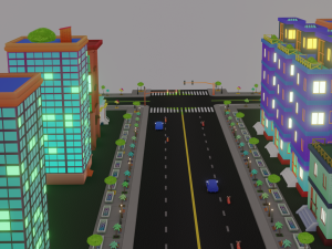 Blender city generator geometry node and random material 3D Model