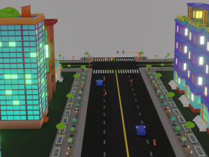 Blender city generator geometry node and random material 3D Model
