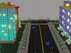 Blender city generator geometry node and random material 3D Model