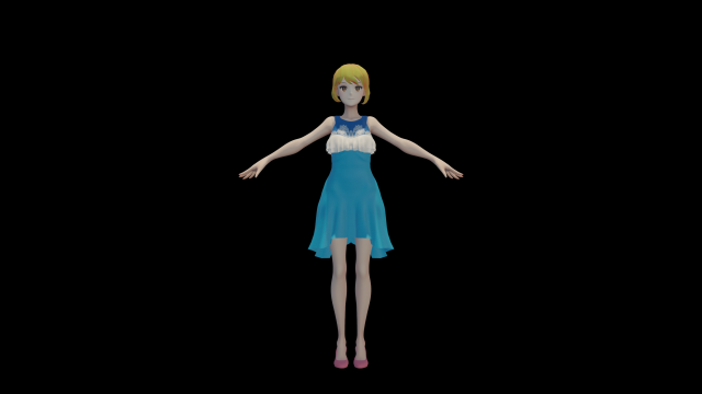 Anime girl with dress Modelo 3D .c4d .max .obj .3ds .fbx .stl .blend 