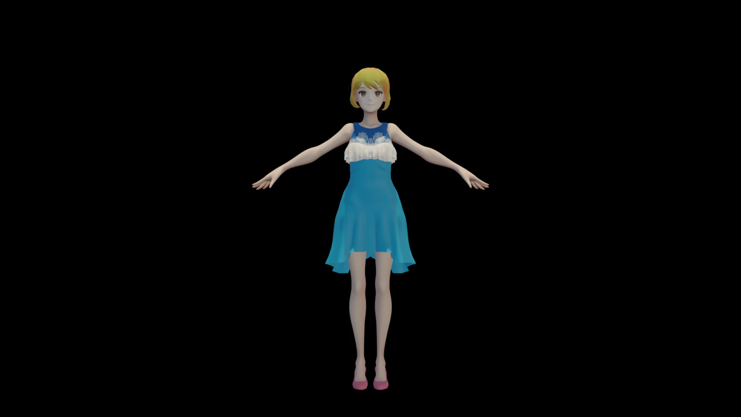Anime girl with dress 3D Model .c4d .max .obj .3ds .fbx .stl .blend 