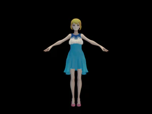 Anime girl with dress 3D Model