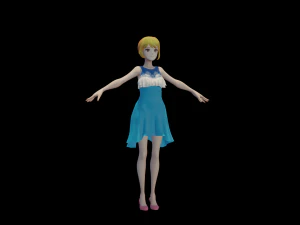 Anime girl with dress 3D Model
