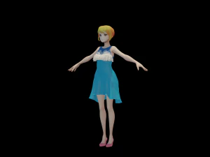 Anime girl with dress 3D Model